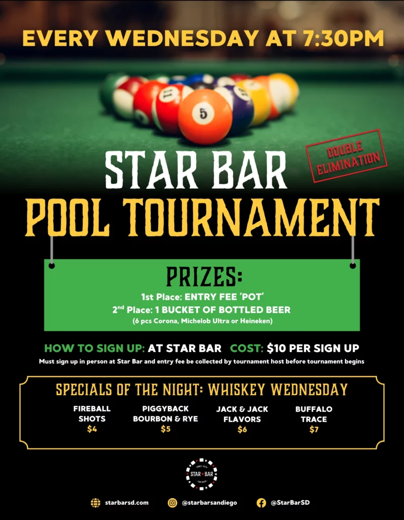 Weekly Pool Tournament at Star Bar in San Diego, CA